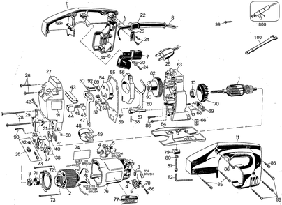 Page A Diagram and Parts List for 289-BDK Type 1 Black and Decker Reciprocating Saw